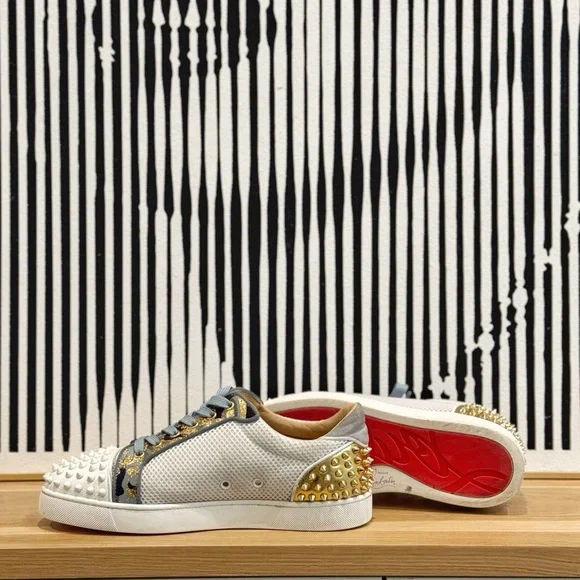 Christian Louboutin Yellow Spike Studded Patent Leather Men\'s Sneakers Red Sole Christian Louboutin | Shoes | Christian Louboutin Yellow  main image 4